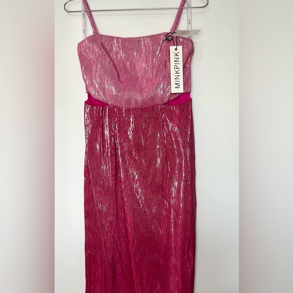 MINKPINK NWT Pink Sparkly Vida Midi Dress - Picture 5 of 11